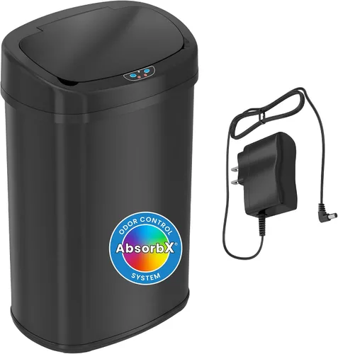 Vista 11 de iTouchless - Cubo de basura con sensor sin contacto y sistema de control de olores, forma ovalada, cubo de 13 galones y acero inoxidable para cocina