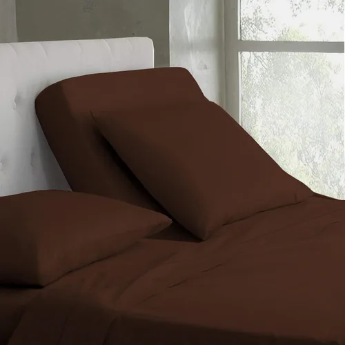 Vista 45 de Juego de sábanas de algodón de 600 hilos tamaño Queen dividido para base de cama ajustable, juego de sábanas de 4 piezas con bolsillo profundo