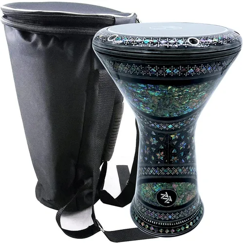 Vista 10 de La Darbuka Doumbek egipcia de 17" de Zaza Percussion con madreperla (Black Master)