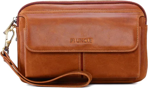 Vista 11 de Cartera organizadora de cuero para hombre con ranuras protectoras para tarjetas de crédito