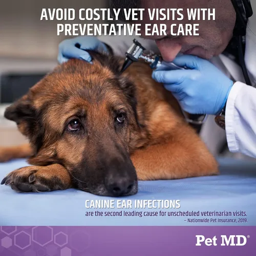 Vista 2 de Pet MD Veterinary Tris Flush - Limpiador de oídos para gatos y perros - Enjuague para oídos de perros - 12 onzas Ayuda a reducir los desechos