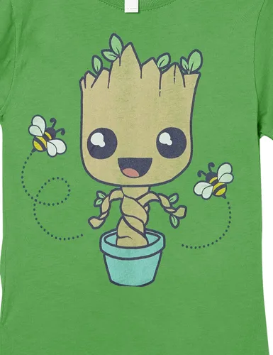 Vista 2 de Marvel Little, Big Classic Guardians of The Galaxy Groot Hello Spring - Camiseta de manga corta para niñas