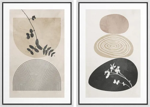 Vista 53 de SIGNWIN Lienzo enmarcado para pared, ilustraciones abstractas texturizadas en tonos beige terrosos, arte moderno, decorativo, contemporáneo