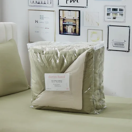 Vista 4 de Dorm Haul® Cozy College - Juego de edredón para cama individual XL - Leche de olmo/avena