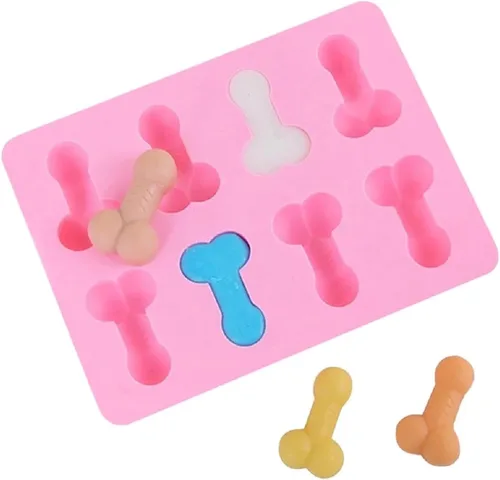 Vista 6 de 2 bandejas – Molde de silicona con forma divertida de brittyland Divertidas bandejas para cubitos de hielo, moldes de bricolaje, Silly Willy