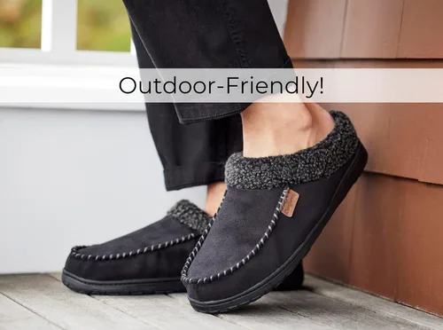 Vista 5 de Dearfoams - Pantuflazueco de gamuza de microfibra para hombre, con puntada de látigo