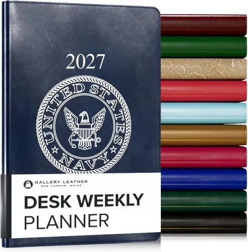 Vista 18 de Gallery Leather Agenda semanal grande 2026-2027 Acadia Hydrangea Hortensia Acadia