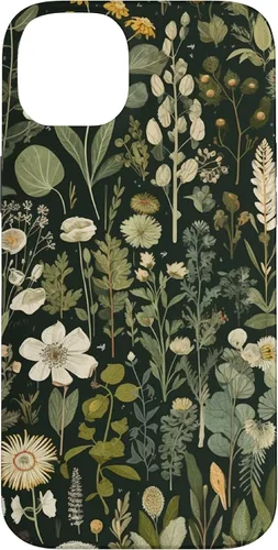 Vista 15 de Olive Green Boho Botanical Wildflowers Funda para iPhone 17