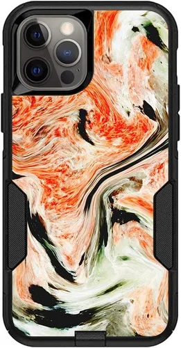 Vista 4 de MightySkins Skin compatible con OtterBox Commuter iPhone 12 y 12 Pro - Mármol ámbar Funda protectora de vinilo duradera y única Fácil de aplicar