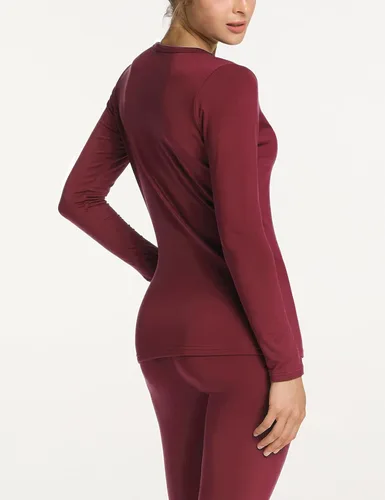 Vista 4 de TSLA Conjunto de ropa interior térmica para mujer, vellón suave, pantalones largos, primera capa cálida para invierno, parte superior e inferior