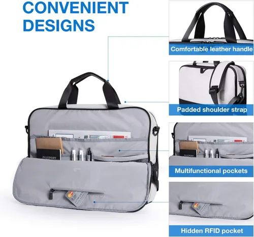 Vista 5 de Bolsa para laptop, BAGSMART Maletín para laptop de 15.6 pulgadas para hombres y mujeres, Maletín para trabajo y viajes de negocios, gris, 15.6