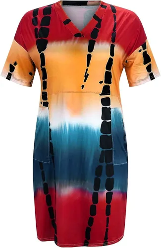 Vista 4 de Sexy Open Casual Back Sleeve V-Neck Dress Fashion Women's Short Print Strap Womens Chiffon Floral Dress