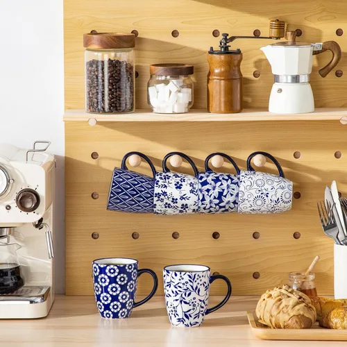 Vista 7 de vancasso SELENE Juego de 6 Tazas de Café, 12 Oz Tazas de Café de Porcelana con Asa, Taza de Té de Cerámica para Capuchino, Latte, Té, Cacao