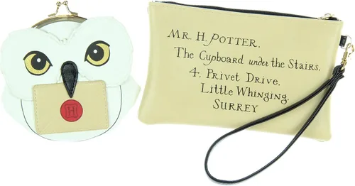 Vista 2 de Harry Potter Hogwarts Alumni Jrs. Juego de regalo de estuche de maquillaje con cremallera y monedero, Blanco