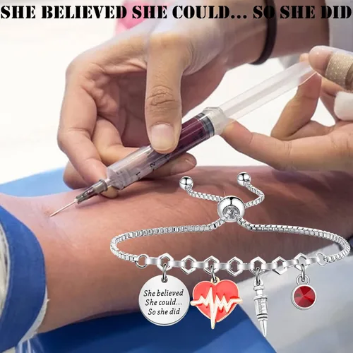 Vista 7 de PLITI Pulsera flebotomista Regalo de graduación de técnico de flebotomía She Believed She Could So She Did
