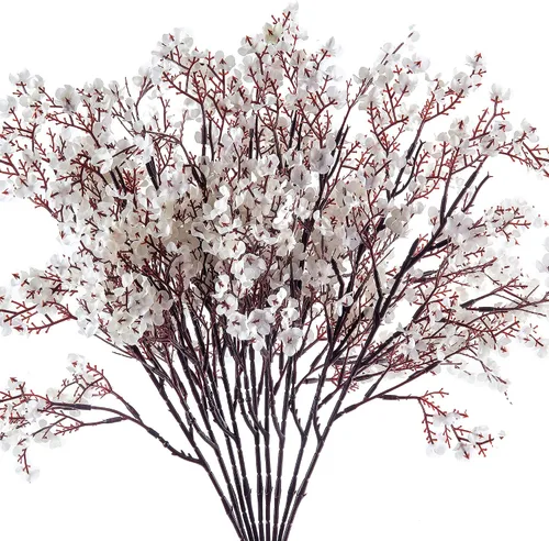 Vista 10 de 5 piezas de flores artificiales de aliento de bebé a granel, flores de tacto real, flores artificiales de seda para decoración del hogar, arreglo