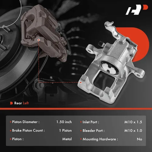 Vista 2 de A-Premium Pinza de freno de disco trasera izquierda sin soporte Compatible con modelos Audi y Volkswagen: A3, A3 Quattro, Beetle, Eos, Golf, Golf