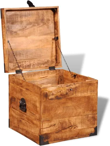 Vista 7 de Cofre de almacenamiento cúbico,Caja de herramientas de madera,Cofre del tesoro grande, Caja de herramientas de madera,Puramente hecho a mano,Madera