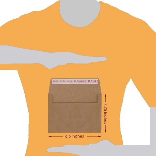 Vista 8 de Xxcxpark 100 unidades de sobres de invitación imprimibles A6 4.75x6.5 pulgadas, sobres autoadhesivos de 120GSM de papel kraft marrón