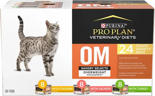 Vista 12 de Pro Plan Veterinary Diets Purina OM Overweight Management Savory Selects with Chicken Feline Formula Alimento húmedo para gatos (paquete de 24)