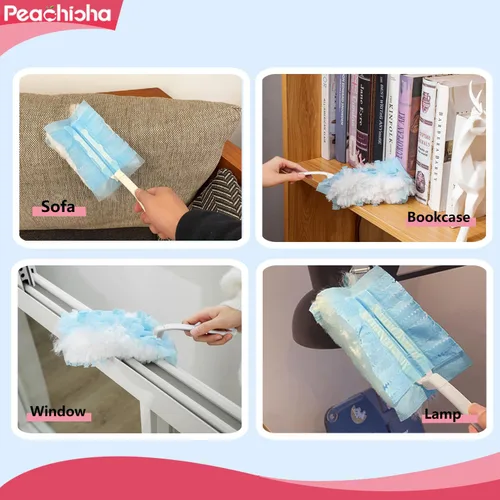 Vista 3 de Recambios de plumero desechables, repuestos de plumeros resistentes, cabezal de repuesto azul para limpieza, recambios de múltiples superficies sin