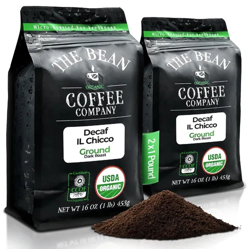 Vista 16 de The Bean Organic Coffee Company - Grano Aloha DECAF procesado con agua (avellana hawaiana), tostado medio, café molido, bolsa de 16 onzas, Café