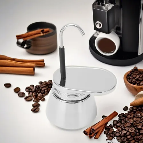Vista 5 de Cafetera portátil de acero inoxidable para estufa de un solo canal, cafetera de café clásico para acampar en casa