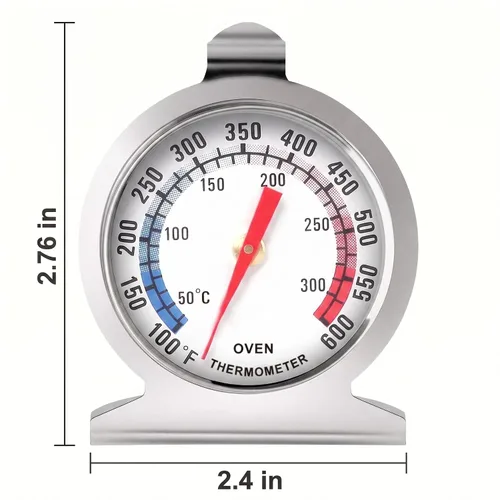 Vista 9 de Termómetro de horno plateado de 122.0-572.0 °F/100-600 °F, termómetro de acero inoxidable para cocinar, termómetro de cocina con esfera grande