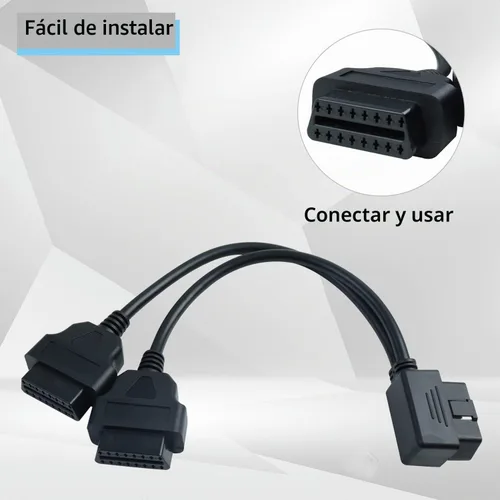 Vista 3 de Divisor de ángulo recto OBD2 Y Cable Divisor macho a 2 hembra 11.8