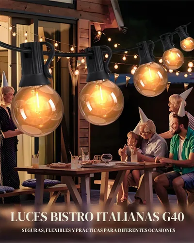 Vista 6 de Lightdot Luces LED para patio de 96 pies para exteriores, cadena de luces LED con bombillas Edison Vitage inastillables, 2200 K, luz colgante