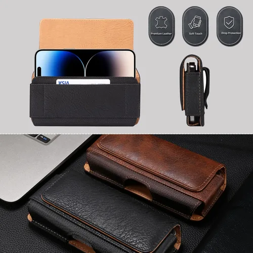 Vista 2 de Funda de cuero prémium para teléfono Honor Magic V/V2/Magic VS, funda con clip para Samsung Galaxy Z Fold5, Galaxy Z Fold 4 5G (2022)/3 5G (2021)