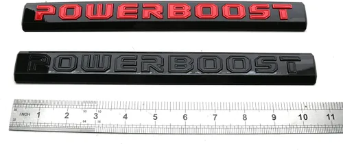 Vista 5 de 2 unidades de placa de identificación con emblema POWERBOOST para puerta izquierda, calcomanía de repuesto para F-150 2019-2023 (negro)