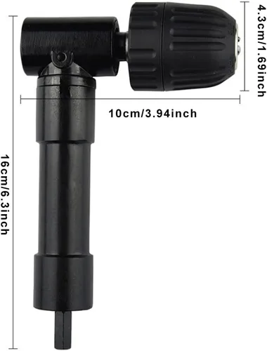 Vista 2 de JIANWEI Accesorio de taladro de ángulo recto de 0.031-0.394 in, extensión de curva de perforación de 90 grados, herramienta de extensión de taladro