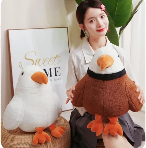 Vista 4 de Peluche grande de águila calva – Animal de peluche de águila de 11.8 pulgadas – Juguete de almohada de felpa y blando – Lindo juguete de peluche