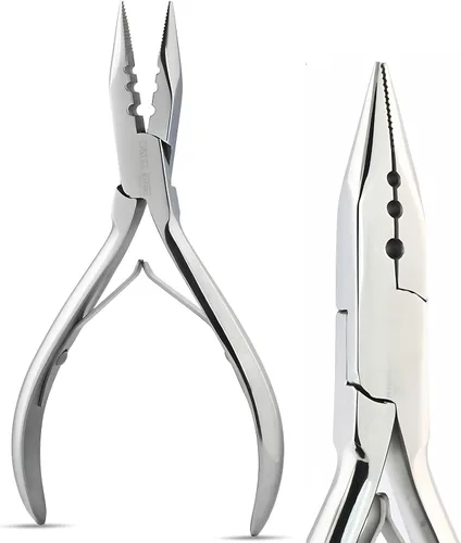 Vista 7 de Pro - Herramientas de extensión de cabello, mini 3 agujeros, microcuentas de silicona y nanoanillos, extensiones de cabello, alicates para abridor