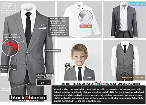 Vista 6 de Black n Bianco Signature - Traje completo para niño, ajustado