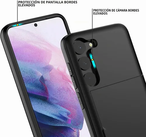 Vista 4 de Nvollnoe Funda para Samsung S23 con tarjetero 5G de 6.1 pulgadas, delgada, de doble capa, resistente, protector para Galaxy S23, funda con ranura
