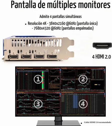 Vista 3 de Tarjeta Gráfica GTX 1050 Ti 4GB GDDR5 4HDMI GTX1050Ti 4G