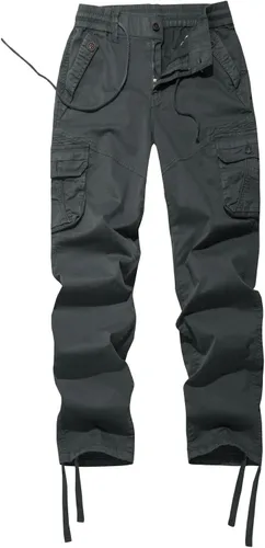 Vista 10 de FOURSTEEDS Pantalones de cintura elástica con cordón de altura media y múltiples bolsillos para mujer para deportes al aire libre, camping y #776