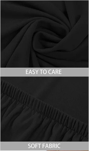 Vista 3 de Paquete de 2 manteles ajustables de elastano, manteles elásticos extraíbles negros para mesas rectangulares de 4 pies, mantel elástico lavable