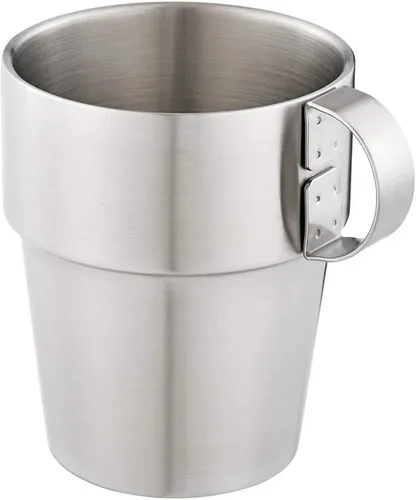 Vista 4 de Tazas de café apilables de acero inoxidable, tazas de té aisladas con mango de acero inoxidable, taza de café aislada de doble pared, mantiene