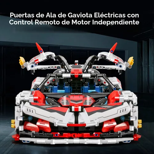 Vista 5 de OWNONE 1 Kits de Construcción de Súper Autos - con Ruedas de Deriva Fáciles, Función de Control Remoto, Puertas Eléctricas de Ala de Gaviota - Juego