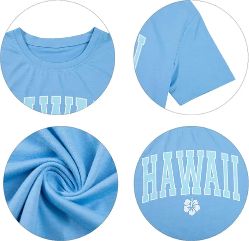 Vista 5 de Camisas hawaianas para mujer, camisa de flores, camisetas gráficas de gran tamaño, ropa tropical para vacaciones, camiseta de vacaciones de verano