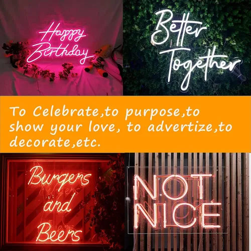 Vista 3 de Letreros de neón LED personalizados para decoración de pared, diseño personalizado, letrero de nombre de neón regulable, para dormitorio, boda