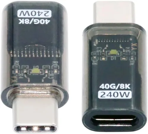 Vista 8 de xiwai Transparente USB4 tipo C macho a hembra adaptador de extensión con LED 240W Power 40Gbps Data 8K Video Converter para teléfono portátil