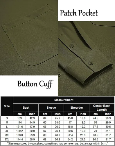 Vista 6 de COOFANDY Camisas casuales con botones para hombre, sin arrugas, camisas de vestir de manga larga