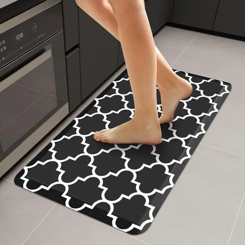 Vista 42 de WISELIFE Tapete de cocina acolchado antifatiga, 17.3 x 28 pulgadas, antideslizante, resistente, de PVC, ergonómico, impermeable, cómodo
