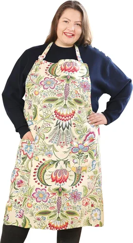 Vista 44 de Delantales de algodón y lino para hornear, talla grande, para mujer, con bolsillos, cocina