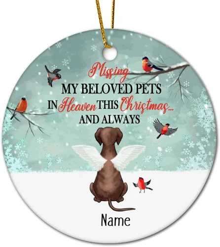 Vista 10 de Personalized Pet Memorial Ornament, Miss My Beloved Pets in Heaven Ornament, Dog Christmas Ornament, Pet Loss Gift, Dog Angel Wings Ornament, Custom