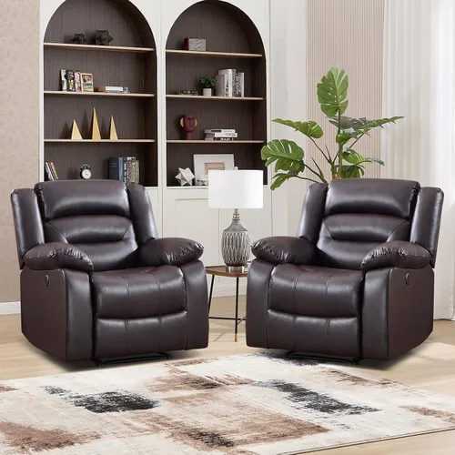 Vista 12 de EBELLO Silla reclinable eléctrica clásica, de piel sintética, de gran tamaño, con cojín suave y respaldo, sofá con cómodo sillón para sala de estar